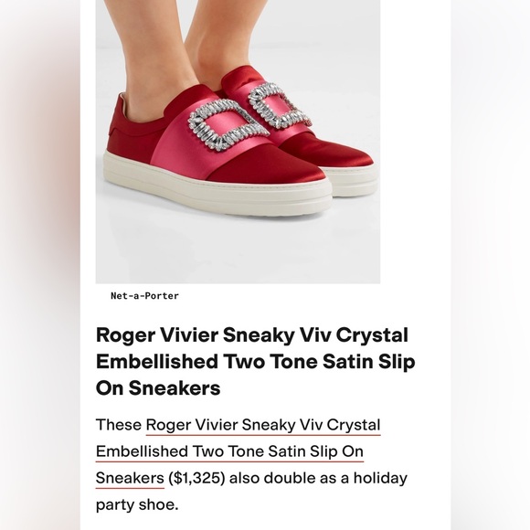 Roger Vivier Sneaky Viv Crystal Embellished Two Tone Satin Slip OnSneakers sz6,5 - Picture 2 of 16